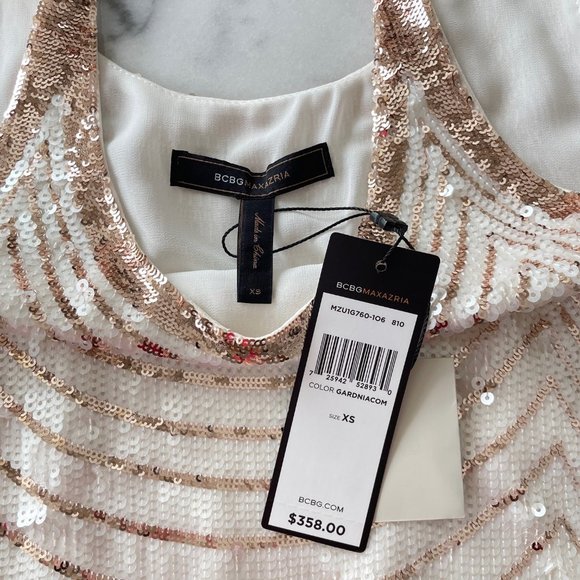 BCBG MaxAzria Pearl and Rose Gold Sequin Tank - Picture 7 of 13
